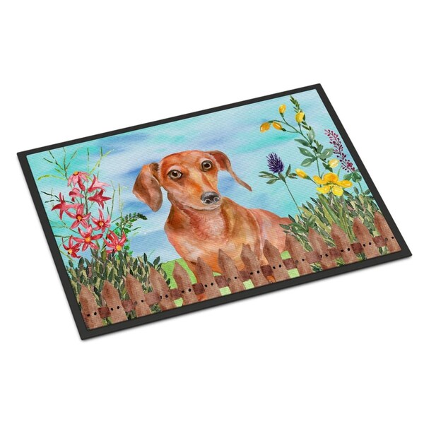 Carolines Treasures Red Dachshund Spring Indoor or Outdoor Mat - 24 x 36 in. CK1269JMAT - main